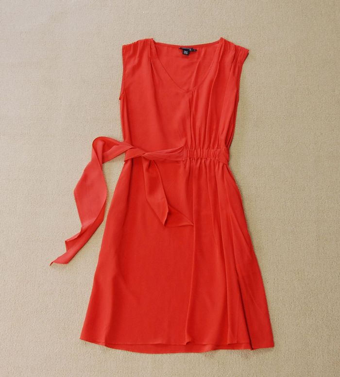 大牌订单 100%双绉真丝 简洁漂亮有范儿 超漂亮橙红色真丝连衣裙.jpg