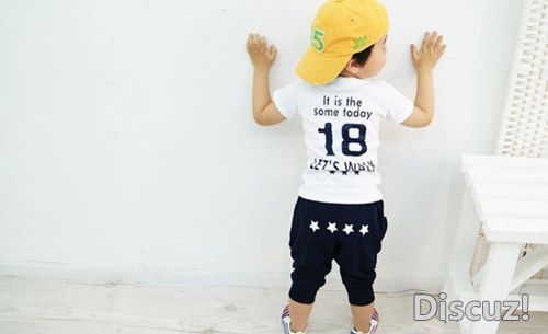 韩版休闲卡通大象男女童时尚套装白色背面.jpeg