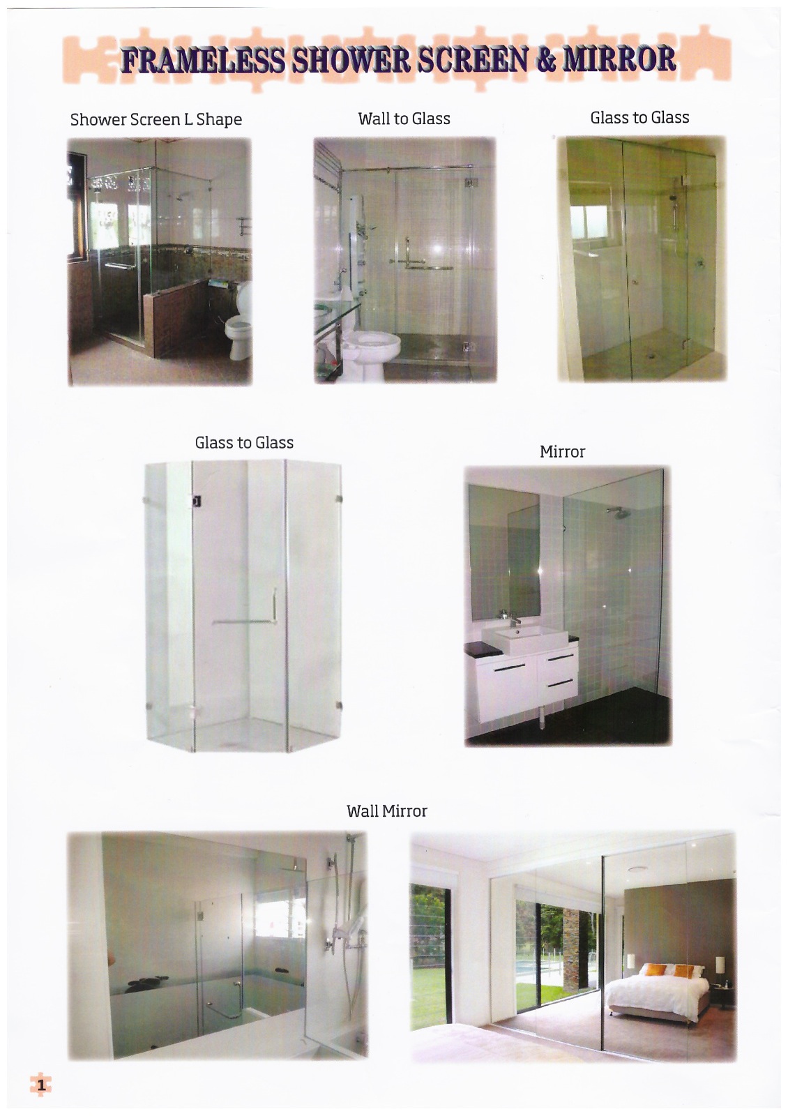 Frameless shower screen and mirror.