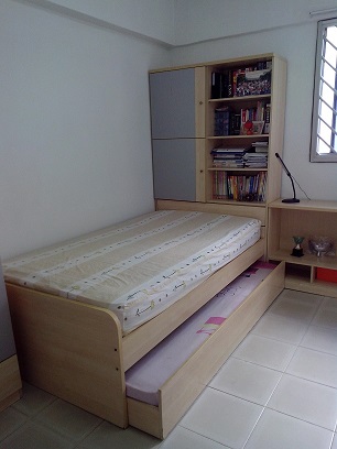 组合带书柜1.1米单人床