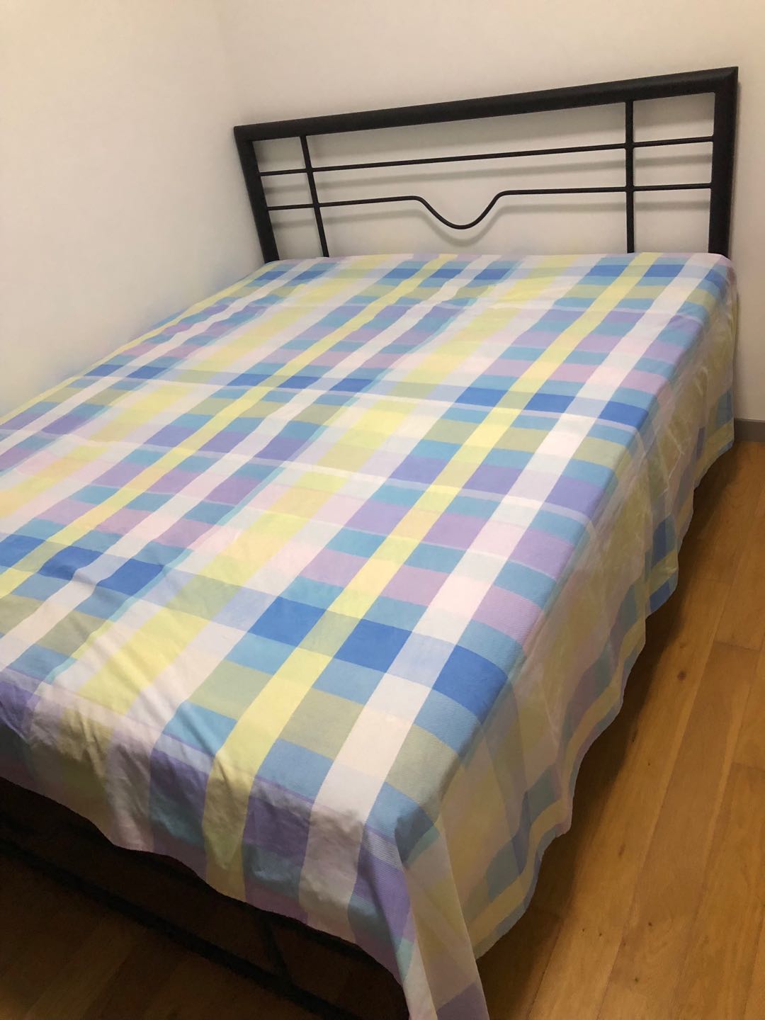 双人铁床 （床架+床垫）九成新，$120