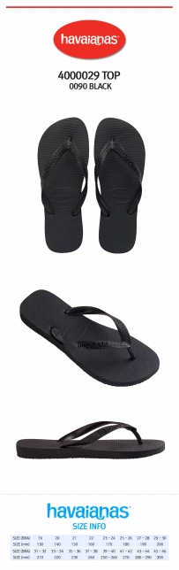 转41/42 Havaianas TOP黑色拖鞋一双